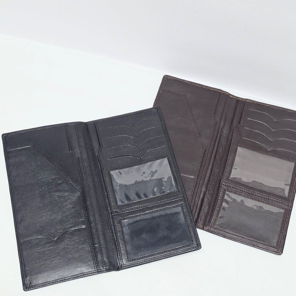 Set Of 2 Genuine Leather Men's Checkbook Cover Card Travel Organizer Wallet New